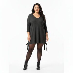 *Torrid Dark Gray Knit Top with Criss-Cross Tie Knot  – Size 2X